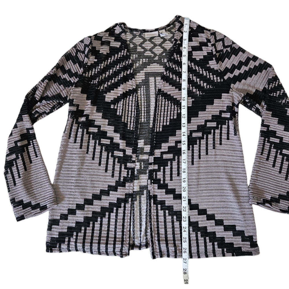 Chicos Easywear Cardigan Open Front Long Sleeve Women M / Chicos 1 Black Taupe - Picture 6 of 8